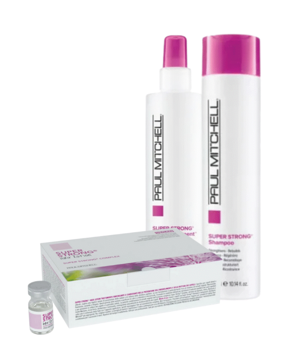 Paul Mitchell Super strong rinkinys ( Šampūnas , regeneruojanti kaukė + ampulės)