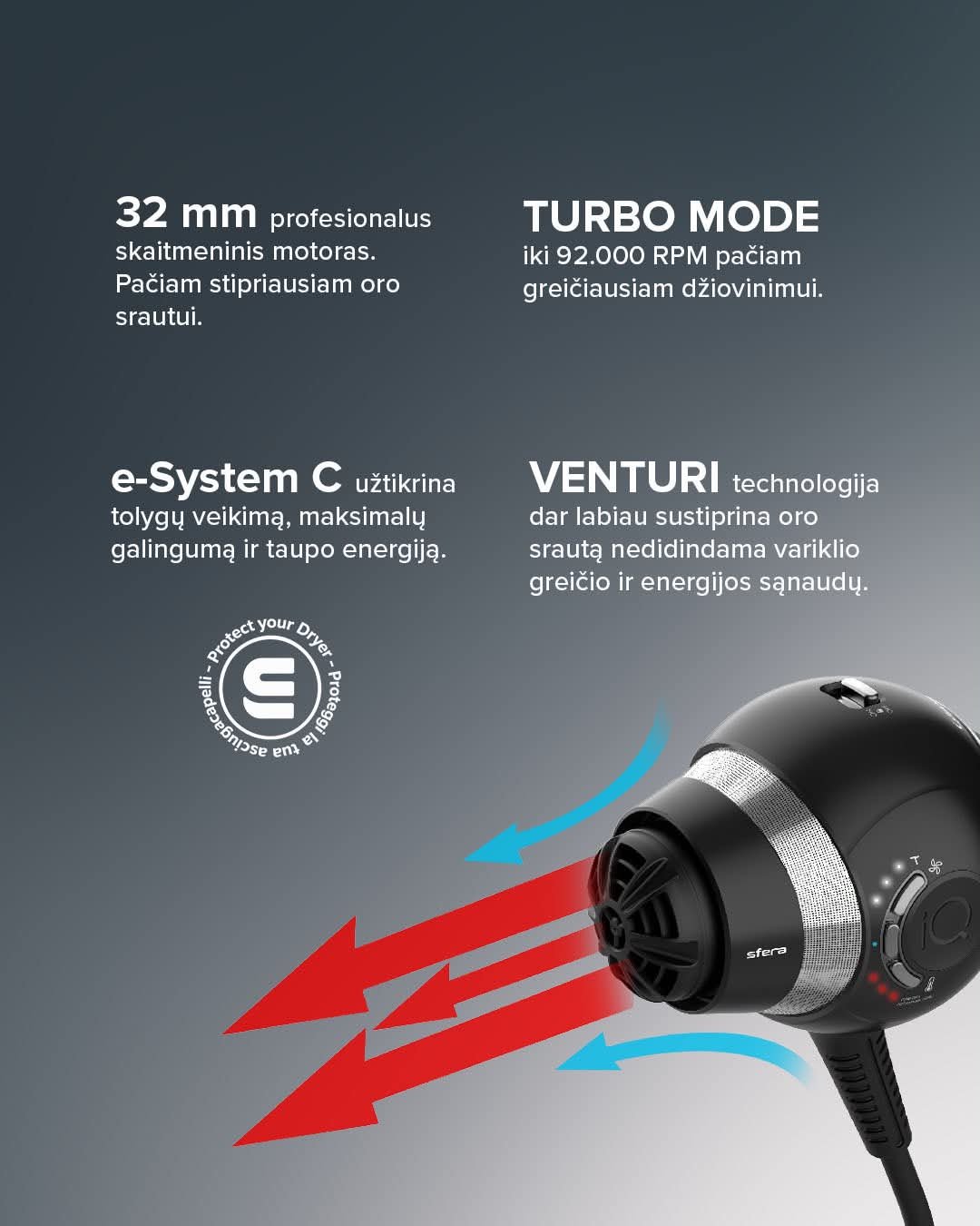 GA.MA iQ Sfera plaukų džiovintuvas - Image 3