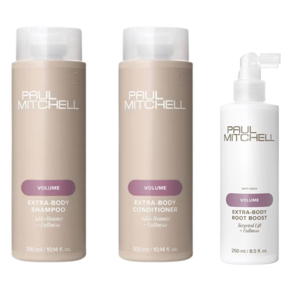 PAUL MITCHELL EXTRA – BODY Rinkinys (šampūnas, kondicionierius ir šaknų iškėlimo purškiklis)