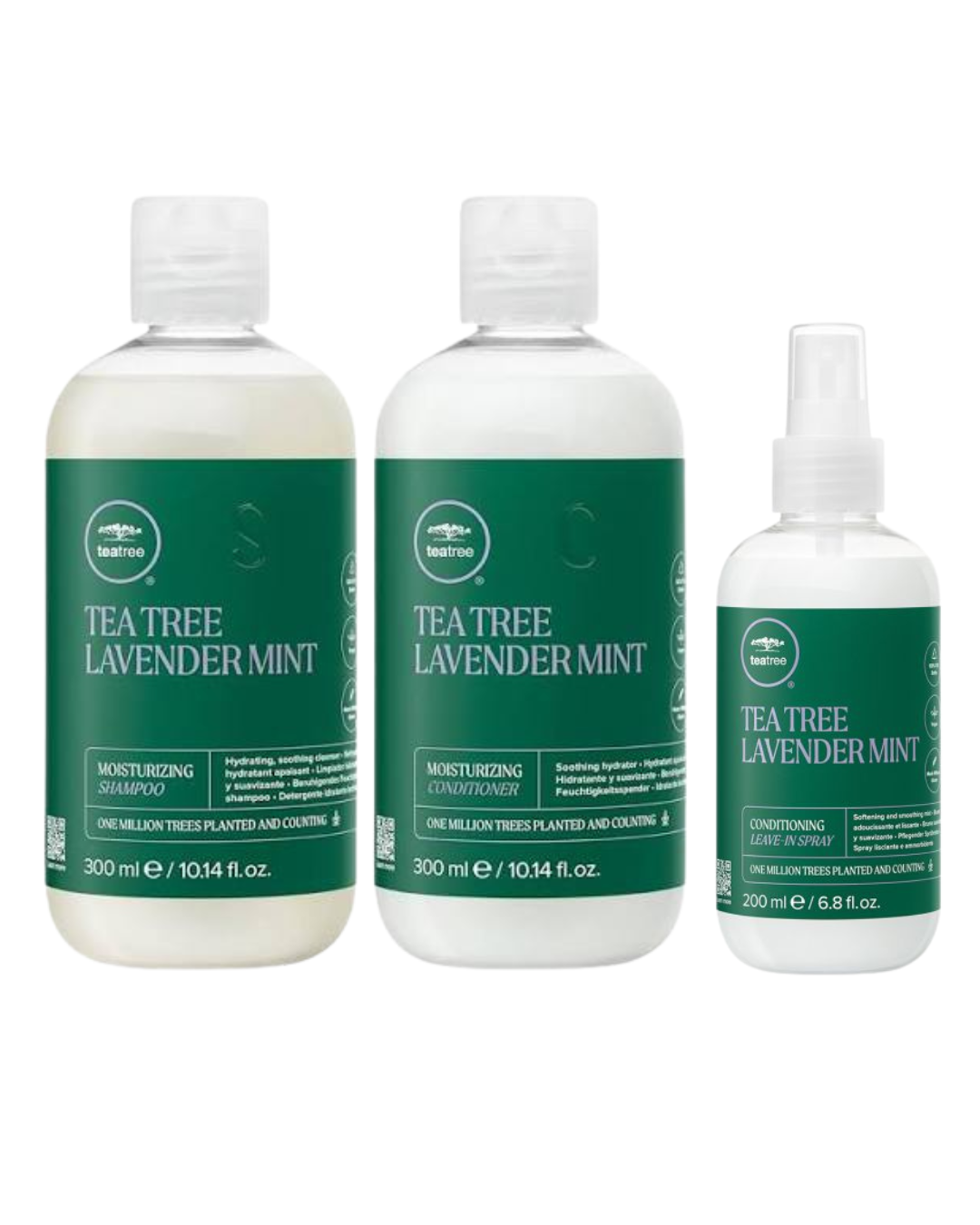 PAUL MITCHELL Tea Tree Lavender Mint rinkinys (šampūnas, kondicionierius, nenuplaunamas plaukų kondicionierius)